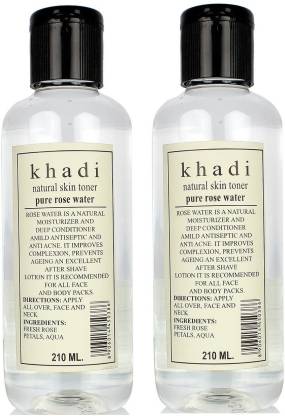 Khadi Herbal Pure Rose Water pack of 2 Men (420 ml) Men
