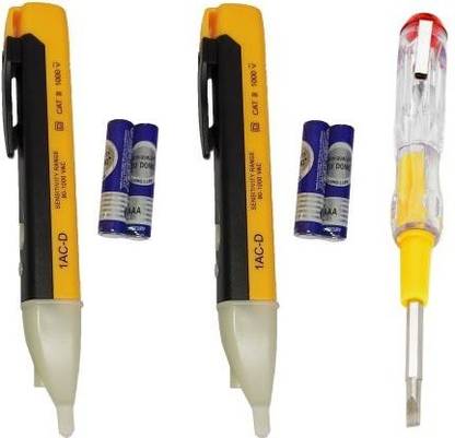 Gadariya King 2 PCSVoltage Tester 90~1000V AC Electric Voltage Power Detector Alert Sensor Tester LED Light Non-Contact Pen With Line Tester (PACK OF 3) Digital Voltage Tester