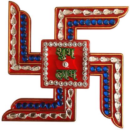 SK Craft Acrylic Swastik Sticker for Door Hindu Symbol Diwali Decoration (Big Size, Set of 1, Red)