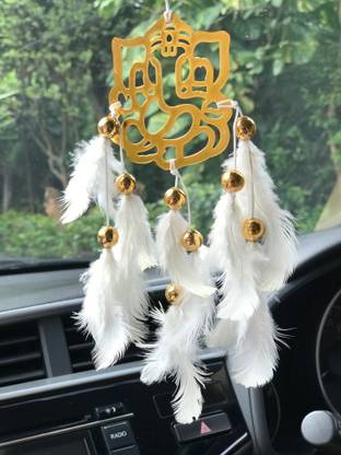 DULI Divine Handmade Windchime Ganesh Wall Hanging for Car Hanging (White) Decorative Showpiece  -  32 cm