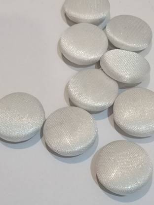 AKSHAR Pack of Fabric Plain White Colored Button Fabric Buttons