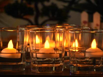 One Trade India LED candle Light for Decoration Plastic (Pack of 12) Table Diya Set