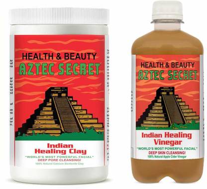 Aztec Secret Indian Healing Clay 100% Pure Calcium Bentonite for Skin & Hair for Unisex and Apppe Cider Vinegar 908gm+500ml