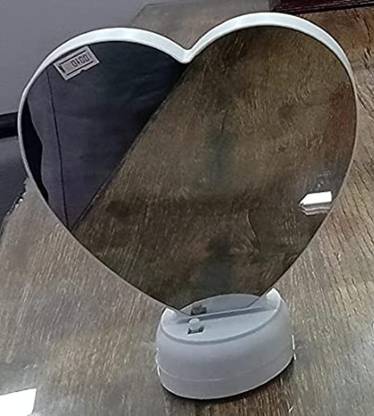 Luxmi Graphics Roll over image to zoom in Plastic Personalized Magic Mirror Cum Photo Frame with LED Light for Home Decor (Heart Shape, White)
