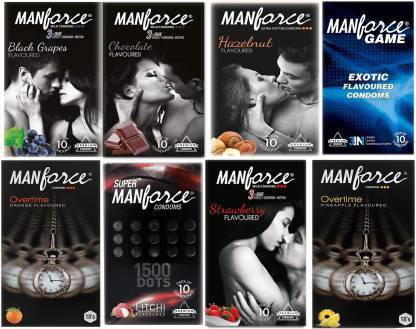 MANFORCE MULTI FLAVORED COMBO PACK-80S Condom (Set of 8, 80 Sheets) Condom
