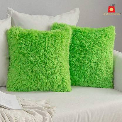 Wondershala Fur, Faux Silk, Microfiber Cushions Cover