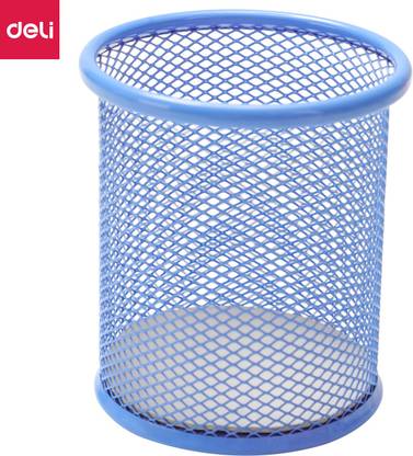 Deli 1 Compartments Metal Pen Holder Office Desk Organizer, Pen Stand Highlighter Marker Pen Pencil Scale Holder for Study Table