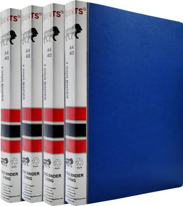 JDENTS Plastic Ring Binder File 2D A4 Size Tough Durable / Folder for Office documents and Certificate Plastic File / Ring Binder Box File (Set of 4, D - Ring File A4, Blue)