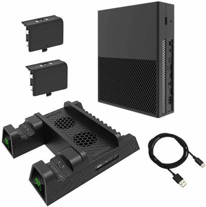 Etzin Vertical Cooling Stand for Xbox One X/Xbox ONE S/Regular Xbox ONE CoolerXbox One X/Xbox One S/Xbox One Cooler and Controller Charging Stand with 2 Rechargeable Battery & 30  Gaming Accessory Kit