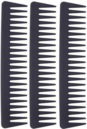 E-DUNIA Roll over image to zoom in 3 Pieces Wide Tooth Detangling Hair Comb Detangling Hair Comb Hair Styling Comb Set, Carbon Fiber Styling Cutting Comb Anti Static Heat Resistant Comb for Curly Straight Long Hair, Black