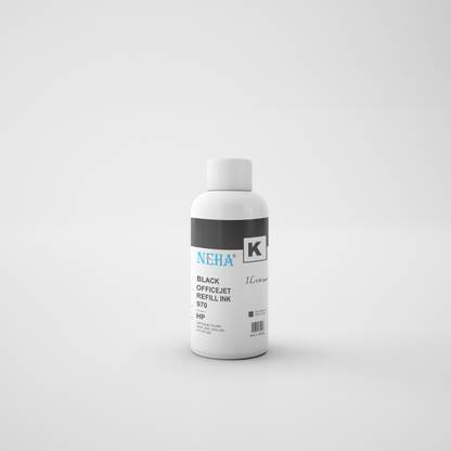 Neha 970 BLACK PIGMENT INK (1 LITRE) FOR USE IN HP OFFICEJET PRO X476, X451, X576, X551, PAGEWIDE PRO 477, 577 Black Ink Bottle