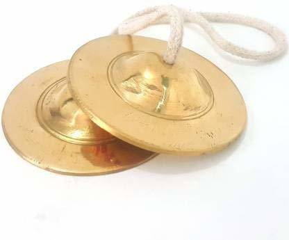 UAPAN Brass Manjira Manjeera Big Size for Handmade Percussion Instrument, Hand Cymbals - Indian Musical Instrument,Kartal Instrument- 285 GM Kartal Instrument