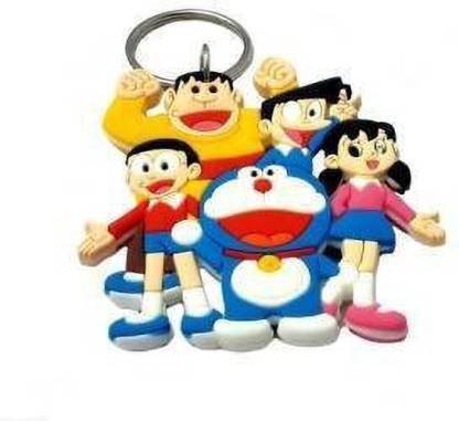 Alexus Multicolor Soft Rubber Double side Doreamon,Nobita,Shizuka Keyring for Bike Car Home Key Chain for Men & Women Key Chain