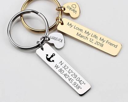 Luxury Brings Engraved Keychain,Custom Keychain, Coordinate Keychains,Personalized Key Ring,Anniversary Keychain,Valentine's Keychain,Faith Key Chain Key Chain