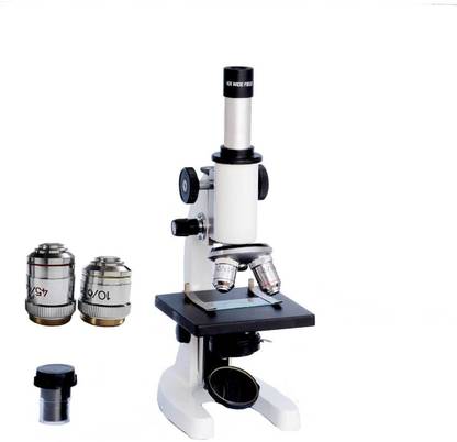 BEXCO Medical Microscope With 50 Blank Slides And Cover Slips (Contains 10x,45x And 100x Oil Immersion Objectice, 10x And 15x Wf Eye-Piece) (White) Microscope Slide Box