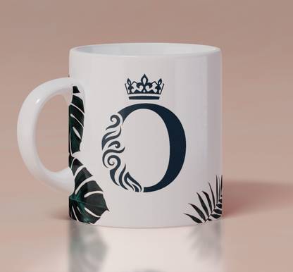 FrameArtz Letter O with leaf design printed Ceramic Coffee Mug
