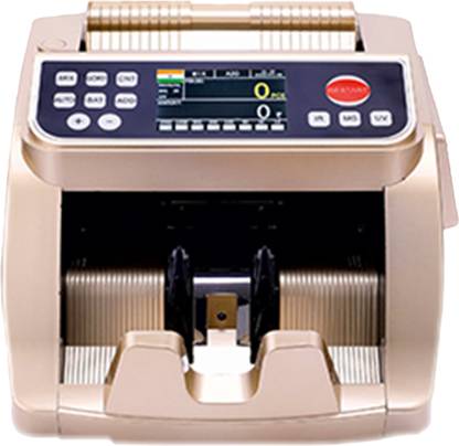 Stok Fully Automatic Mix Note Value Counting Machine (ST-VCM03) and Fake Note Detector with Color Sensor Detections + 3D Detections Note Counting Machine (Counting Speed - 1500 notes/min) - Golden Note Counting Machine