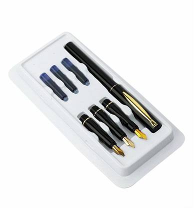 Levin Calligraphy Gold clip Pen Set Ink Pen for Cursive Writing Calligraphy with Extra Ink Cartridge ( 3 Nib) Calligraphy