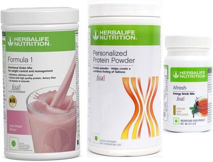 Herbalife Nutrition formula 1 rose & kheer (500g)+ protien powder (400g)+ afresh tulsi (50g) Plant-Based Protein