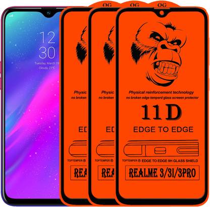 TOPTEMPER Edge To Edge Tempered Glass for REALME 3 PRO