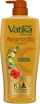 DABUR VATIKA Ayurvedic Shampoo, Damage Therapy with 10 natural herbs