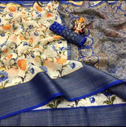 Printed Bollywood Cotton Linen Saree