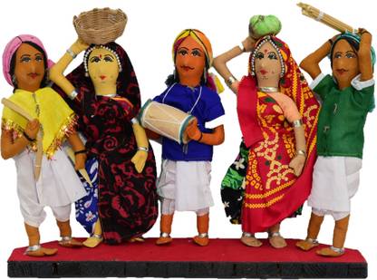 tribes india Adiwasi Gudda Gudiya (Set of 5) Decorative Showpiece  -  41 cm