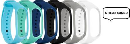 AUDICE Combo of 6 PCS Assorted Colors Adjustable Xiaomi Mi Band 3 strap / Mi Band 4 Strap Watch band Silicone Strap Colour Band Bracelet (Not Compatible with Mi Band 1/2) Smart Band Strap