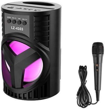 Yiweto LZ-4103 Premium Quality Powerful Wireless Unique Ultra Dynamic LED Lighting Wired Mic With Heavy Bass Compatible With Mobile, Tablet, Laptop With TF/USB Slot, FM Radio 10 W Bluetooth Speaker