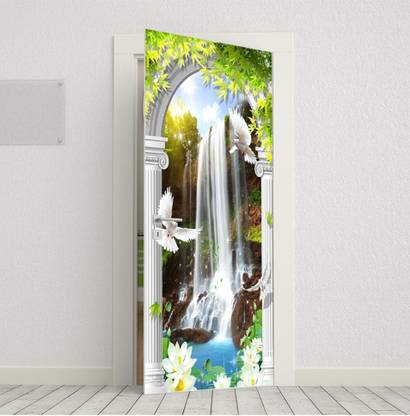 BPDESIGNSOLUTION 76.2 cm Waterfall Pigeon Door Sticker Wallpaper Self Adhesive Sticker