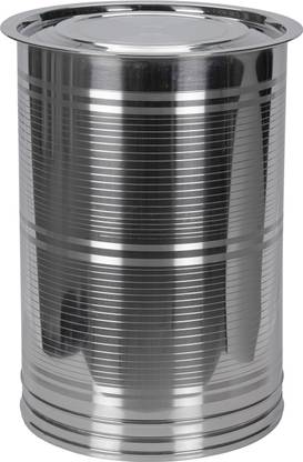 KECHZY Stainless Steel Kothi Stainless Steel Kothi/Drum for Storing Water/Heavy Duty, Leak Proof, Corrosion Resistance Container for Kitchen Storage/Atta Drum, Water Pawali/Kothi Drum for Grains (40 Liters, Silver) 40 L Drum