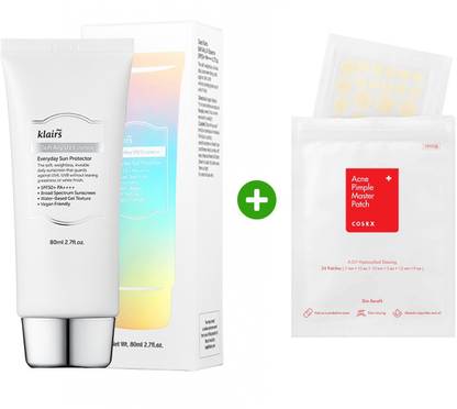 klairs Sunscreen - SPF 50 PA++++ Soft Airy UV Essence 80ml with Acne Pimple Master Patch