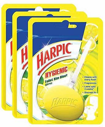 Harpic Hygienic Toilet Cleaner Rim Block, Citrus - 26 g ( Pack of 3) Citrus Rim Block