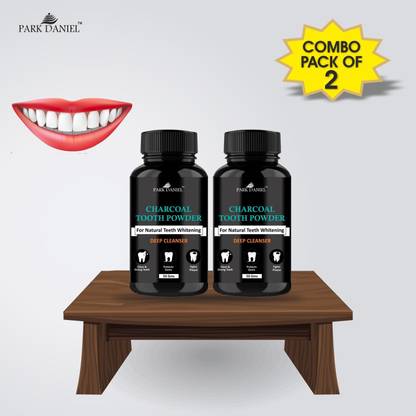 PARK DANIEL Coconut Shell Charcoal Teeth Whitening Powder -Naturally Whiten Teeth, Removes Stains & Removes Bad Breath(ENAMEL Safe & Suitable for Sensitive teeth) Combo pack of 2 Bottles of 50 gms(100 gms)