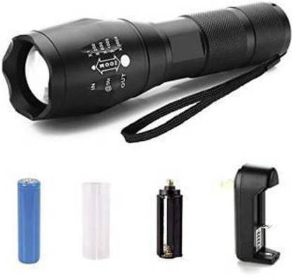 zm store 5 modes Flashlight LED T6 with Super Bright Cree t6 light with Rechargeable battery and charging kit with Zoom option powered by rechargeable battery OR ( 3xAAA bateries not included,) Torch Torch