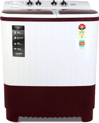 MarQ by Flipkart 7.5 kg 5 Star Rating Semi Automatic Top Load Washing Machine White, Maroon