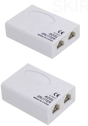 SKIRE (Pack of 2) ADSL Splitter/ADSL Filter/DSL Filter RJ11 for Landline Telephone and Broadband Modem Box CONNECTOR Wire Connector