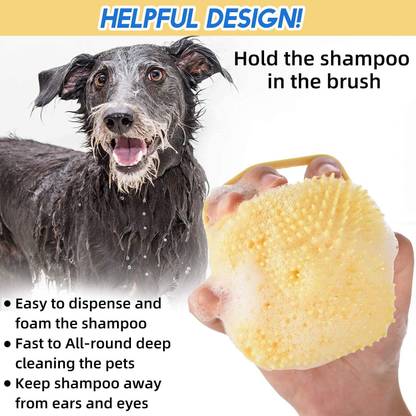 faisna Faisna Dog Bath Brush Body Scrubber Shampoo Dispenser Tick Remover for Shower Bathing and Shedding Soft Silicone Bristles Brushes Groomers for Pet Puppy Dogs Cat Rabbit Horse (Multicolor 2 pcs) Basic Comb for  Dog, Cat, Rabbit, Horse