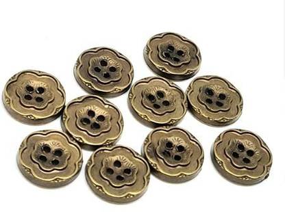 ZENITH Bronze Small Flower Shape 10pc Fancy Synthetic Resin PVC Material Button Designer Buttons for Coats Shirts Blazers (Bronze Small Flower Shape 10pc)Bronze Metal Buttons