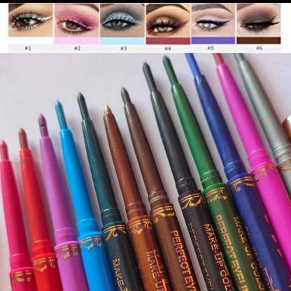 VBA Color Eyeliner & Lip-liner Smudge Proof Set of 12 Multicolor 3.5 g