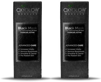 OXYGLOW Black Peel Off Face Mask - Charcoal Active 50 ml PACK 2