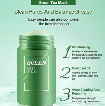 MYEONG Natural Green Tea Mask Deep Cleansing Solid Mask Purifying Clay Stick Mask Oil Control Anti-Acne Mud Cream Beauty Facial Skin Care Mud Stick