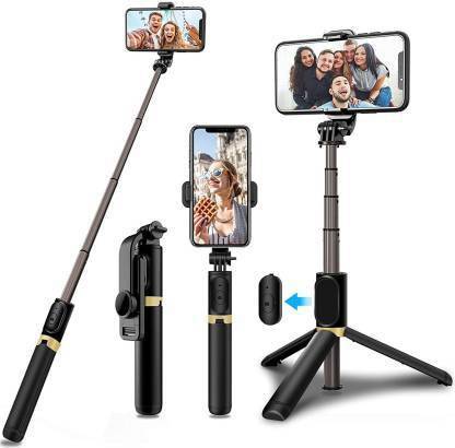 dilgona Mini Fashion Selfie Stick Tripod Stand Multi-functional Compact Selfie Stick with Non-Slip Tripod Bluetooth Remote Control 360 Degree Rotation Portable Sturdy Compatible with ALL SMART PHONE Travel Online Class Office Tripod 3 Axis Gimbal for Camera, Mobile