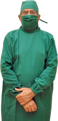 Alitmun Cotton Surgeon Gown Set with 2 Face Mask and Cap, Gown Hospital Scrub