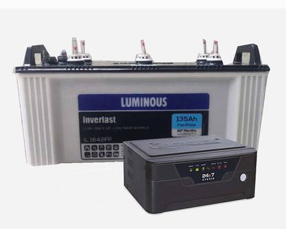 LUMINOUS IL1642+Microtek UPS 24x7 HB 1275 Flat Plate Inverter Battery