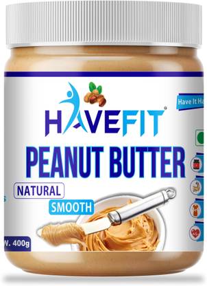 HAVEFIT Natural Peanut Butter Smooth 400 G | Unsweetened | Produced with 100% Peanuts | 30% Protein | 0 Added Sugar | 0 Added Salt | 0 Hydrogenated Oils | Non GMO | Gluten Free | Vegan