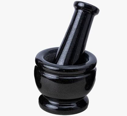 Kipiq Authentic Granite Mortar and Pestle with Anti Scratch Pad/Khalbatta/Okhli Masher/Imam Dasta/Ural/Idi Kallu/Idi Kal/Rokali Banda/Kutni/Spice Grinder/Ural Kharad in Black Color Marble Masher