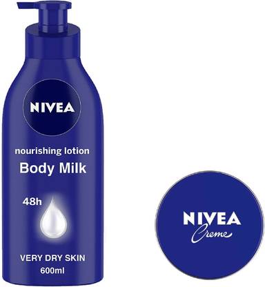 NIVEA Nourishing Lotion Body Milk With Deep Moisture Serum 600 ML , CREME 60 ML