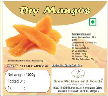 SREE PICKLES AND FOODS Dry Mangos 1 kg Mango