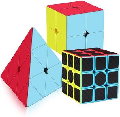 Authfort 2x2 Cube,Pyraminx Pyramid Triangle High Speed N 3x3x3 Sticker-ed Cube